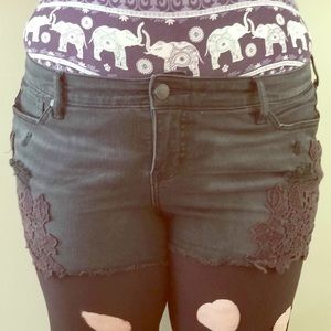 All Black Lace Jean Shorts